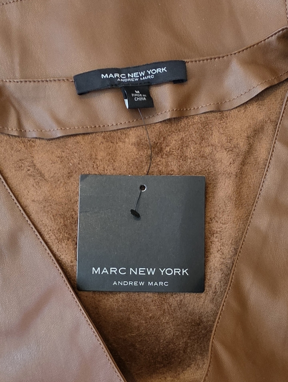 Marc New York By Andrew Marc Brown Faux Leather Vest Size M - Picture 8 of 11